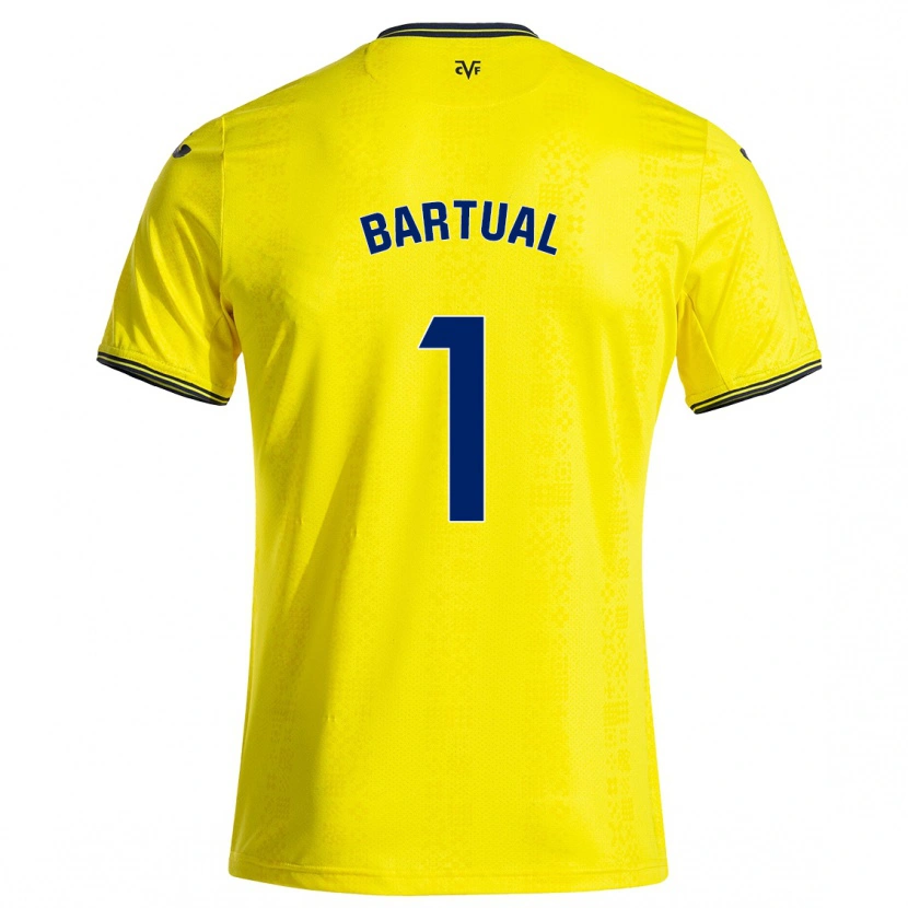 Danxen Enfant Maillot Kike Bartual #1 Jaune Noir Tenues Domicile 2024/25 T-Shirt