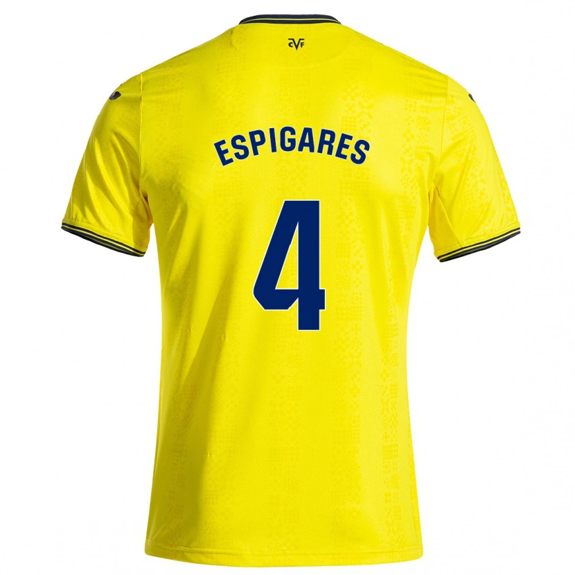 Danxen Enfant Maillot Antonio Espigares #4 Jaune Noir Tenues Domicile 2024/25 T-Shirt