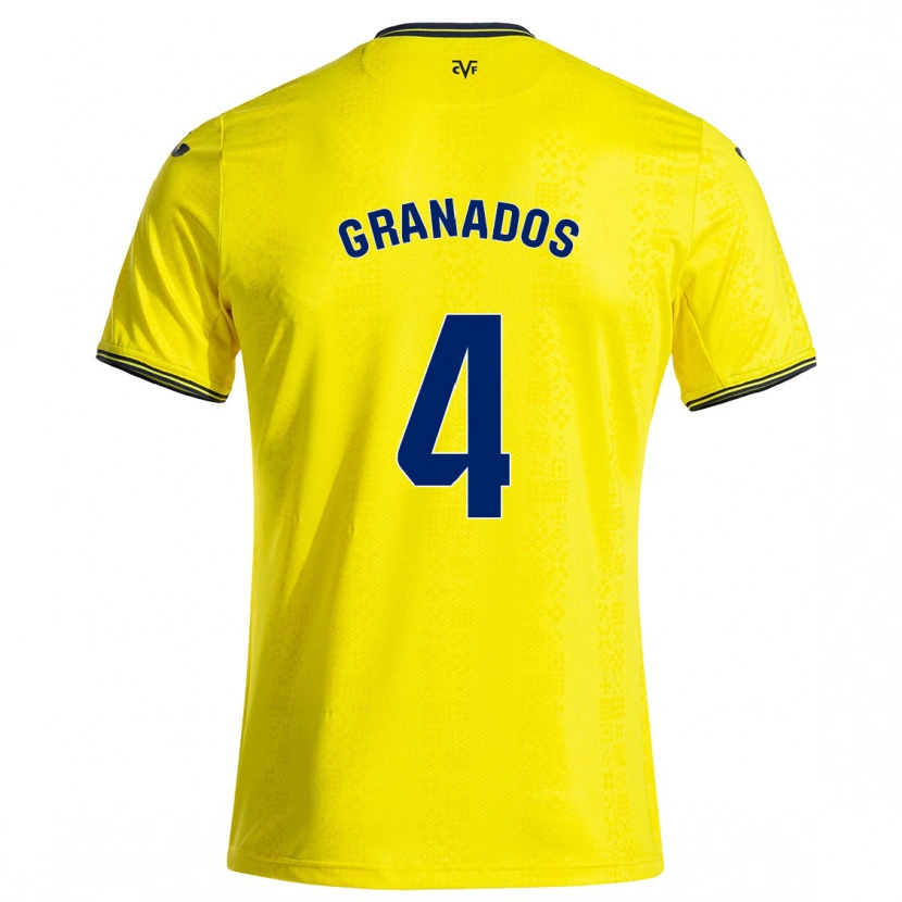 Danxen Enfant Maillot Carlos Granados #4 Jaune Noir Tenues Domicile 2024/25 T-Shirt