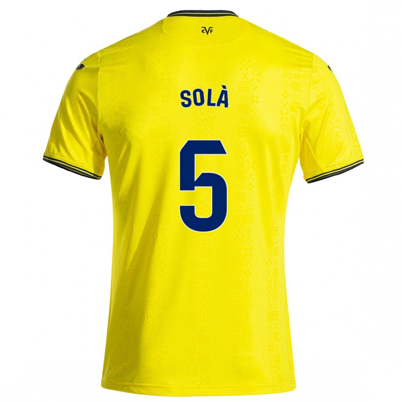 Danxen Enfant Maillot Arnau Solà #5 Jaune Noir Tenues Domicile 2024/25 T-Shirt