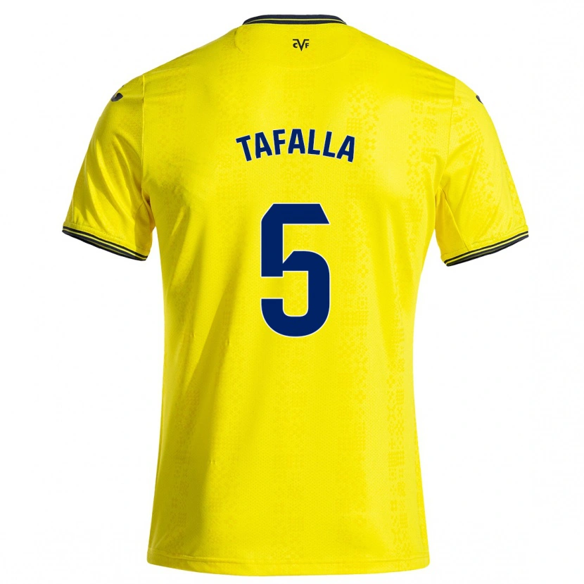 Danxen Enfant Maillot Fran Tafalla #5 Jaune Noir Tenues Domicile 2024/25 T-Shirt