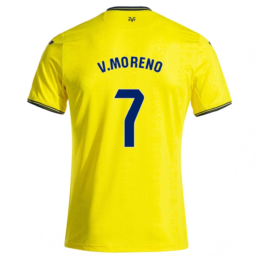 Danxen Enfant Maillot Víctor Moreno #7 Jaune Noir Tenues Domicile 2024/25 T-Shirt