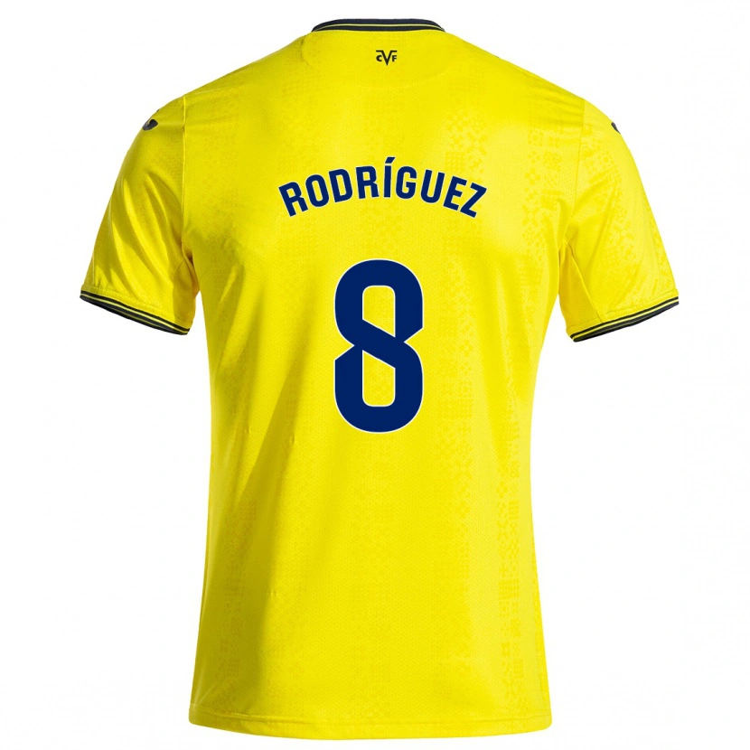 Danxen Enfant Maillot Unai Rodríguez #8 Jaune Noir Tenues Domicile 2024/25 T-Shirt