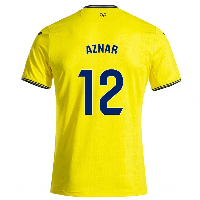 Danxen Enfant Maillot Javi Aznar #12 Jaune Noir Tenues Domicile 2024/25 T-Shirt