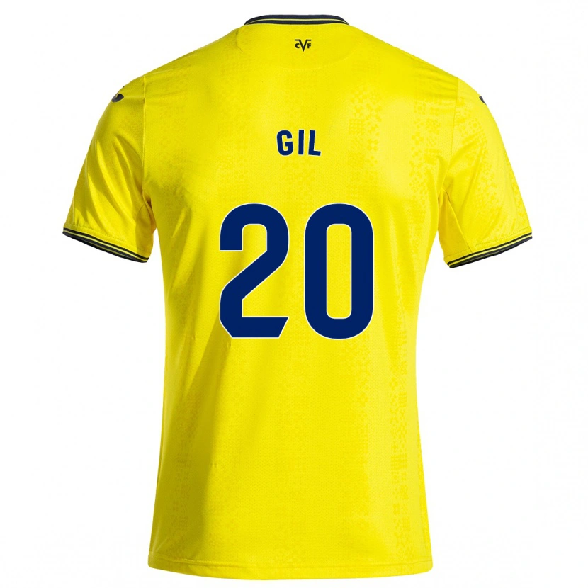 Danxen Enfant Maillot Mario Gil #20 Jaune Noir Tenues Domicile 2024/25 T-Shirt