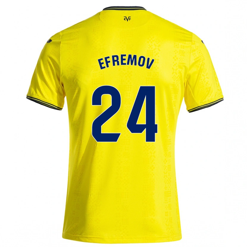 Danxen Enfant Maillot Anton Efremov #24 Jaune Noir Tenues Domicile 2024/25 T-Shirt