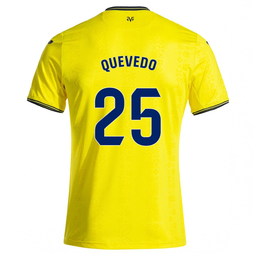 Danxen Enfant Maillot Alex Quevedo #25 Jaune Noir Tenues Domicile 2024/25 T-Shirt