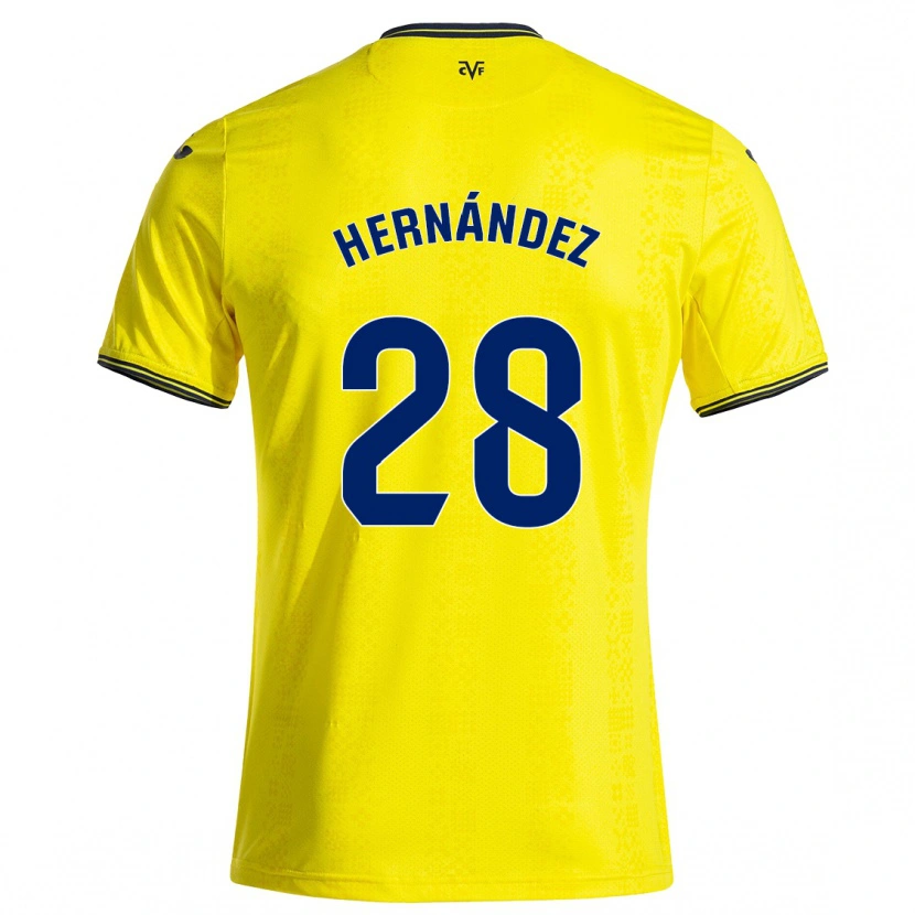 Danxen Enfant Maillot Gerard Hernández #28 Jaune Noir Tenues Domicile 2024/25 T-Shirt