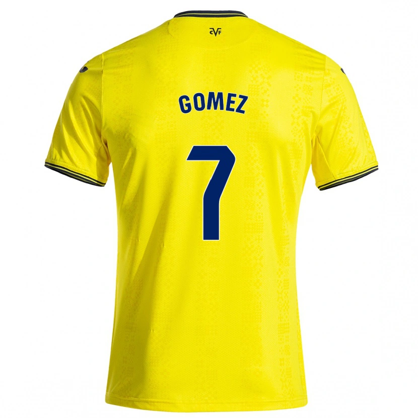 Danxen Enfant Maillot Lucía Gómez #7 Jaune Noir Tenues Domicile 2024/25 T-Shirt