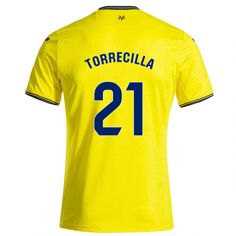 Danxen Enfant Maillot Virginia Torrecilla #21 Jaune Noir Tenues Domicile 2024/25 T-Shirt