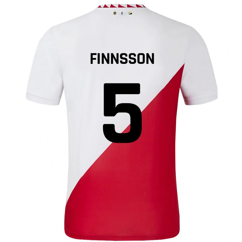 Danxen Enfant Maillot Kolbeinn Finnsson #5 Blanc Rouge Tenues Domicile 2024/25 T-Shirt