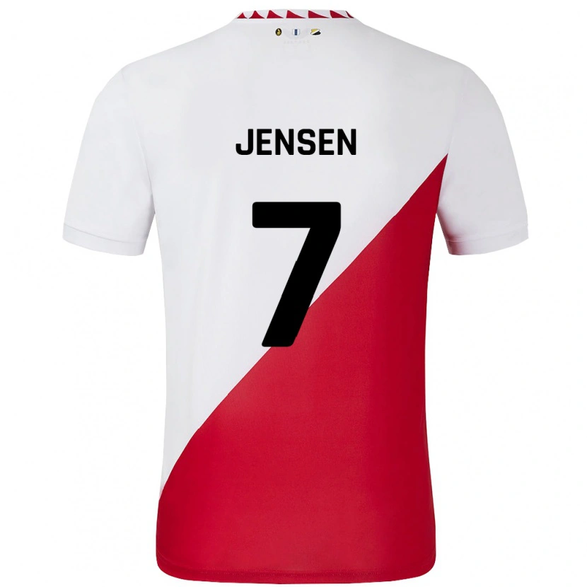 Danxen Enfant Maillot Victor Jensen #7 Blanc Rouge Tenues Domicile 2024/25 T-Shirt