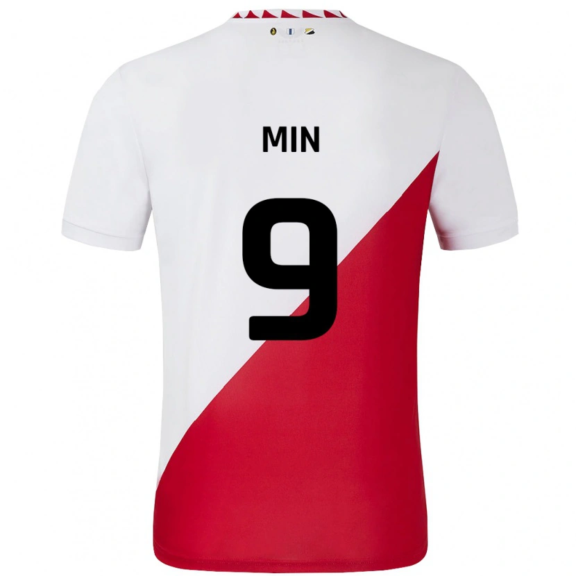 Danxen Enfant Maillot David Min #9 Blanc Rouge Tenues Domicile 2024/25 T-Shirt