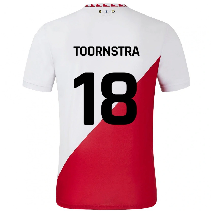 Danxen Enfant Maillot Jens Toornstra #18 Blanc Rouge Tenues Domicile 2024/25 T-Shirt