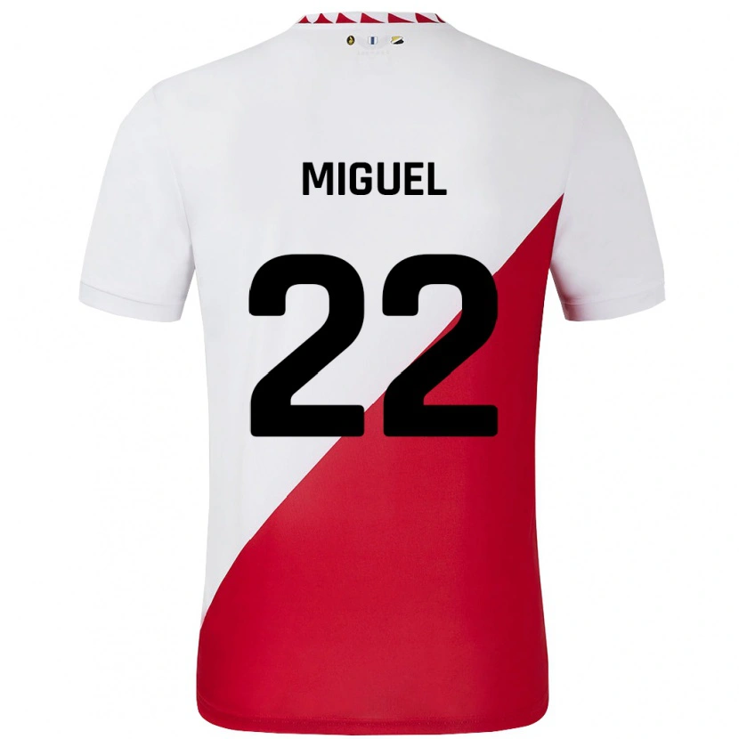 Danxen Enfant Maillot Miguel Rodríguez #22 Blanc Rouge Tenues Domicile 2024/25 T-Shirt