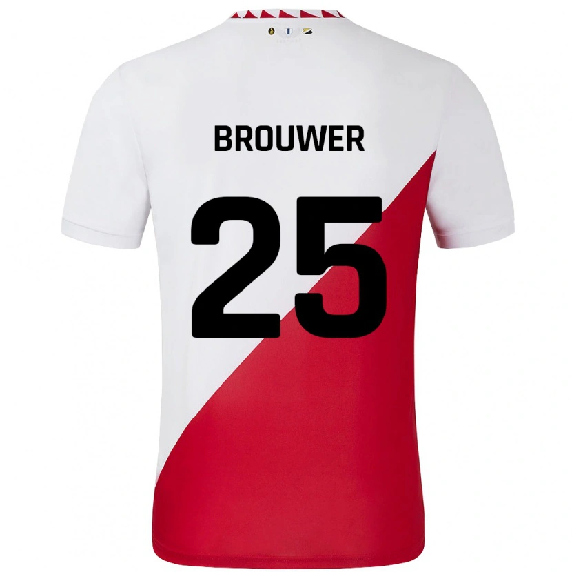 Danxen Enfant Maillot Michael Brouwer #25 Blanc Rouge Tenues Domicile 2024/25 T-Shirt