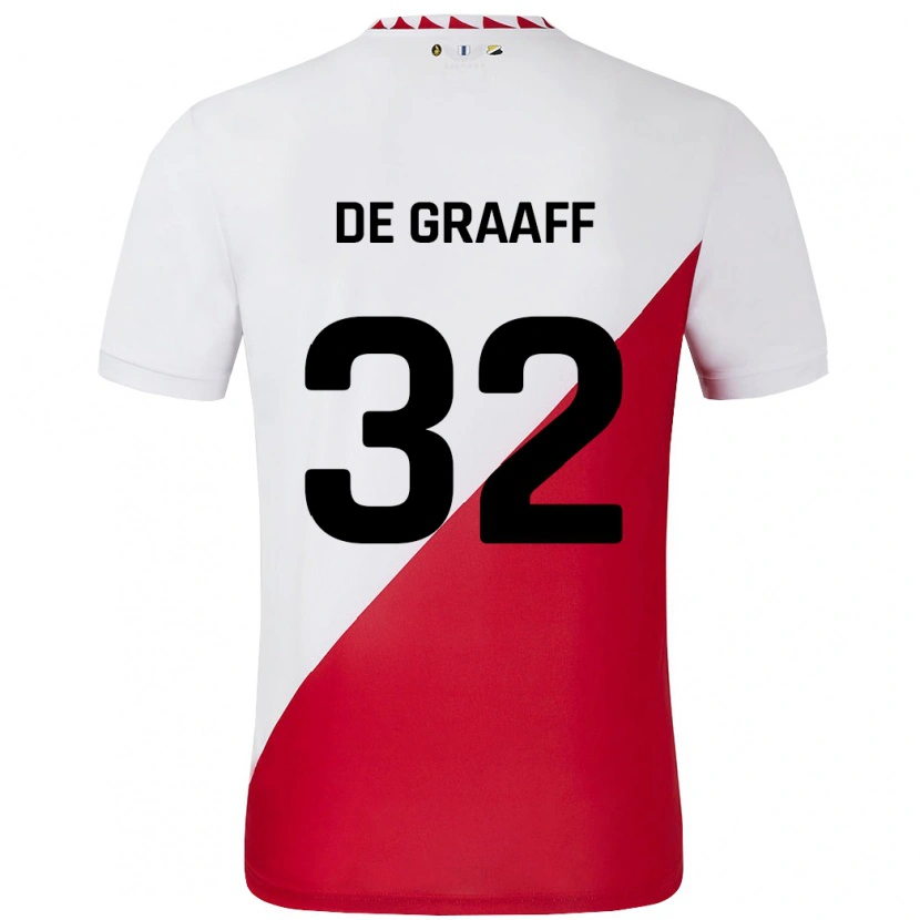 Danxen Enfant Maillot Tom De Graaff #32 Blanc Rouge Tenues Domicile 2024/25 T-Shirt