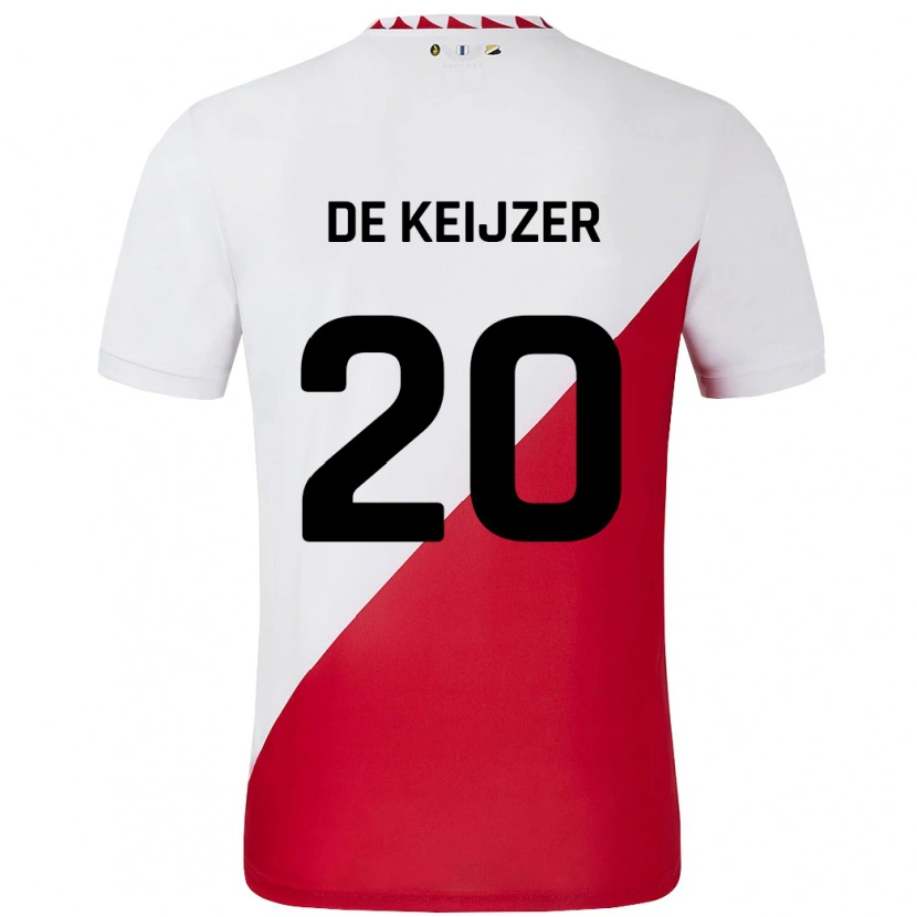 Danxen Enfant Maillot Lotje De Keijzer #20 Blanc Rouge Tenues Domicile 2024/25 T-Shirt