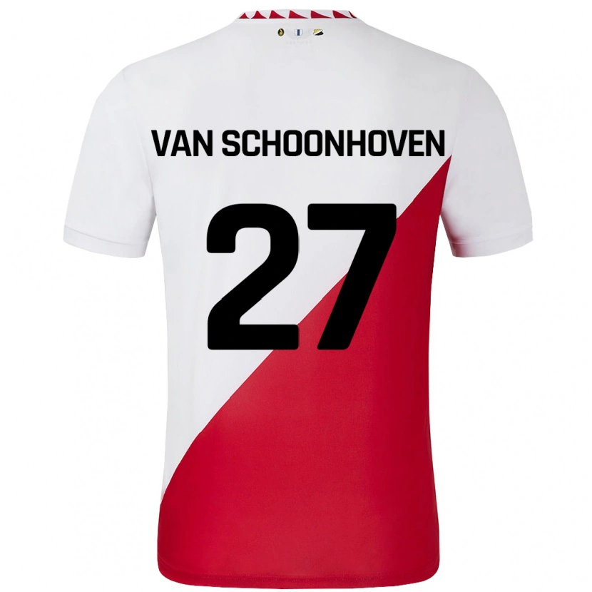 Danxen Enfant Maillot Nurija Van Schoonhoven #27 Blanc Rouge Tenues Domicile 2024/25 T-Shirt