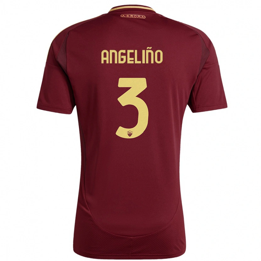 Danxen Enfant Maillot Angeliño #3 Rouge Brun Or Tenues Domicile 2024/25 T-Shirt