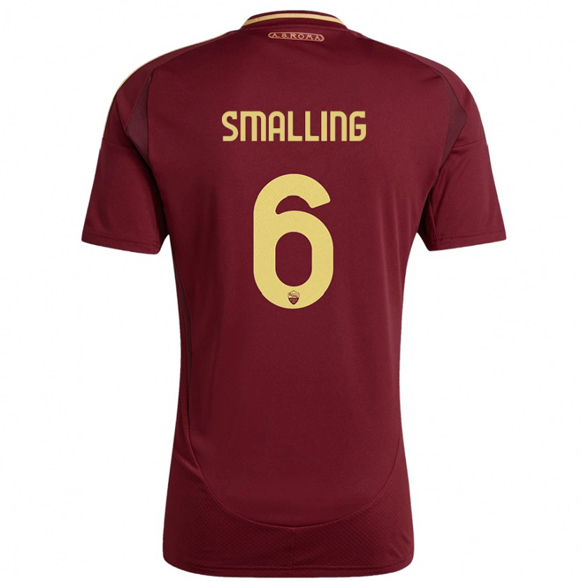 Danxen Enfant Maillot Chris Smalling #6 Rouge Brun Or Tenues Domicile 2024/25 T-Shirt