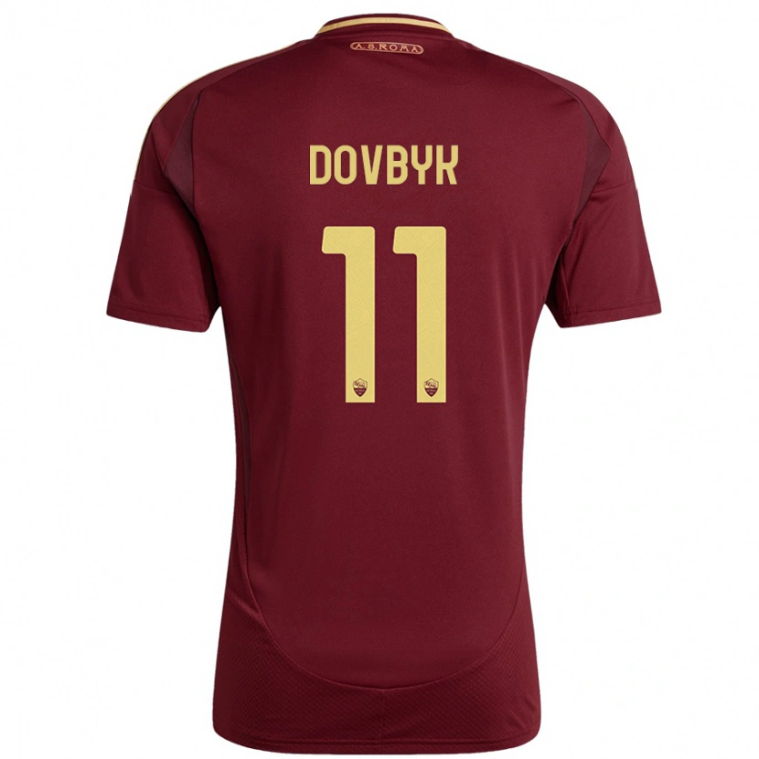 Danxen Enfant Maillot Artem Dovbyk #11 Rouge Brun Or Tenues Domicile 2024/25 T-Shirt