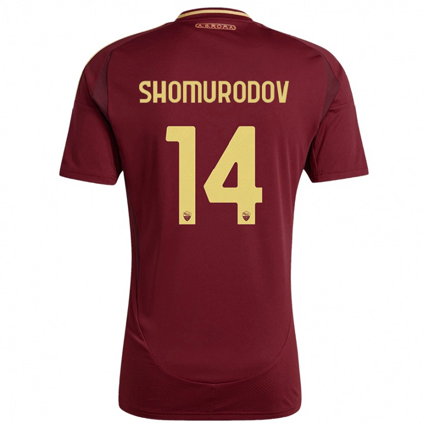 Danxen Enfant Maillot Eldor Shomurodov #14 Rouge Brun Or Tenues Domicile 2024/25 T-Shirt