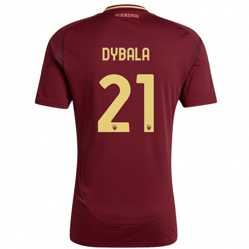 Danxen Enfant Maillot Paulo Dybala #21 Rouge Brun Or Tenues Domicile 2024/25 T-Shirt