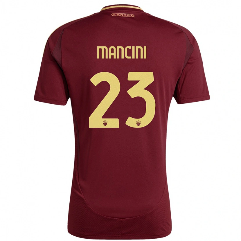 Danxen Enfant Maillot Gianluca Mancini #23 Rouge Brun Or Tenues Domicile 2024/25 T-Shirt