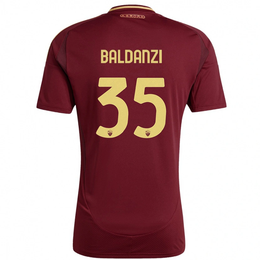 Danxen Enfant Maillot Tommaso Baldanzi #35 Rouge Brun Or Tenues Domicile 2024/25 T-Shirt