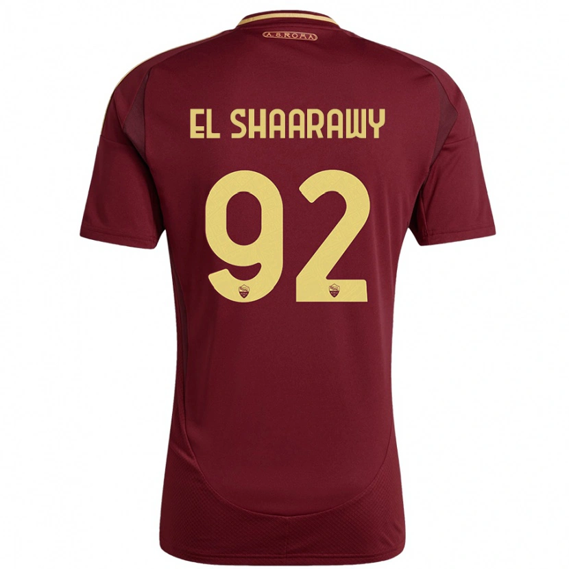 Danxen Enfant Maillot Stephan El Shaarawy #92 Rouge Brun Or Tenues Domicile 2024/25 T-Shirt