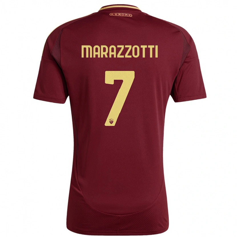 Danxen Enfant Maillot Fabrizio Marazzotti #7 Rouge Brun Or Tenues Domicile 2024/25 T-Shirt