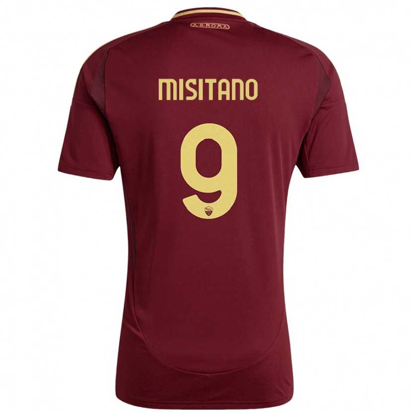 Danxen Enfant Maillot Giulio Misitano #9 Rouge Brun Or Tenues Domicile 2024/25 T-Shirt