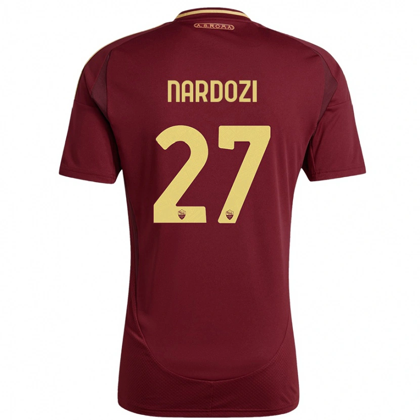 Danxen Enfant Maillot Manuel Nardozi #27 Rouge Brun Or Tenues Domicile 2024/25 T-Shirt