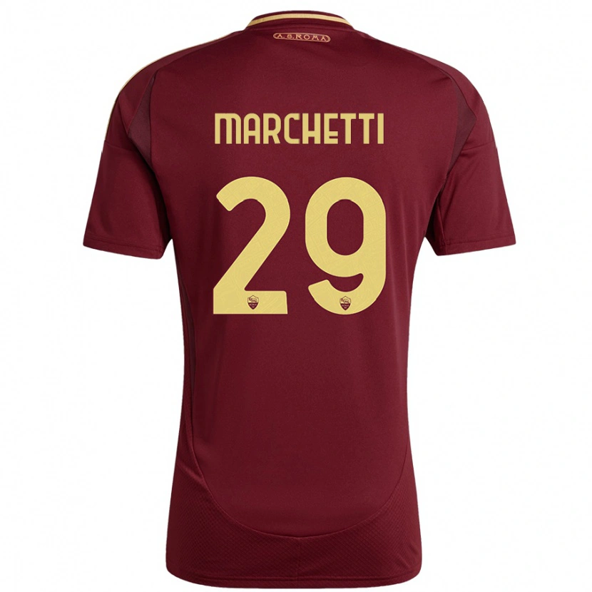 Danxen Enfant Maillot Tommaso Marchetti #29 Rouge Brun Or Tenues Domicile 2024/25 T-Shirt