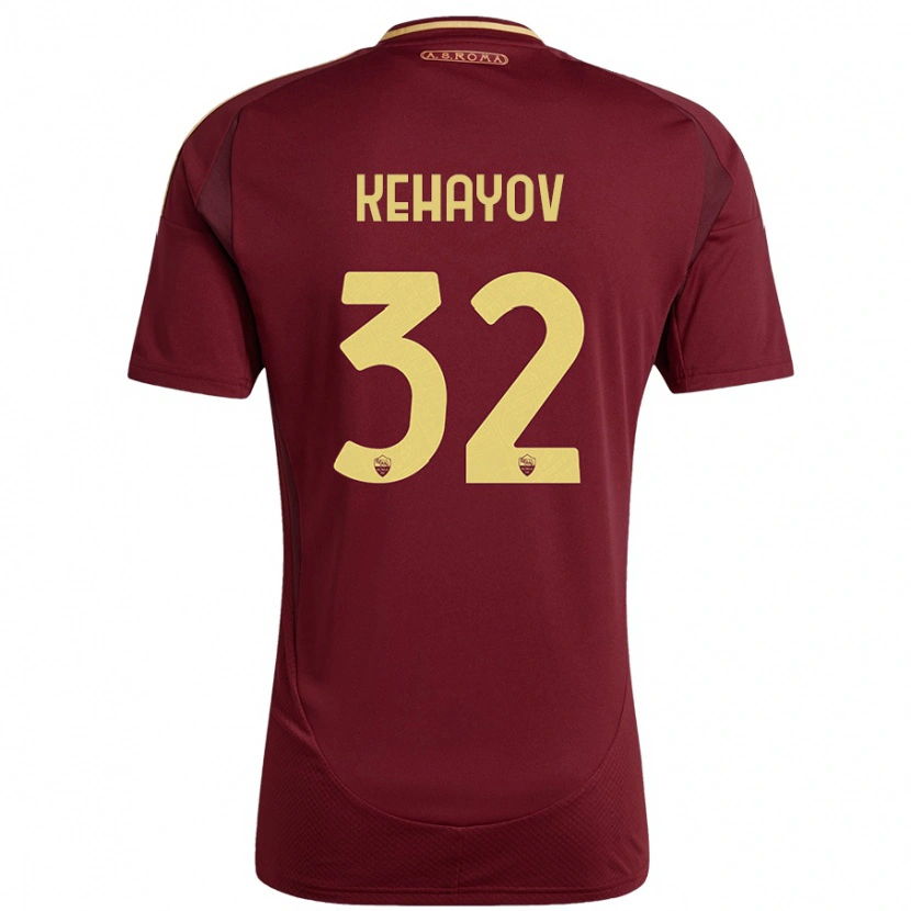 Danxen Enfant Maillot Atanas Kehayov #32 Rouge Brun Or Tenues Domicile 2024/25 T-Shirt