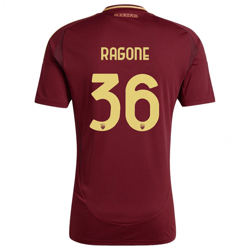 Danxen Enfant Maillot Diego Ragone #36 Rouge Brun Or Tenues Domicile 2024/25 T-Shirt