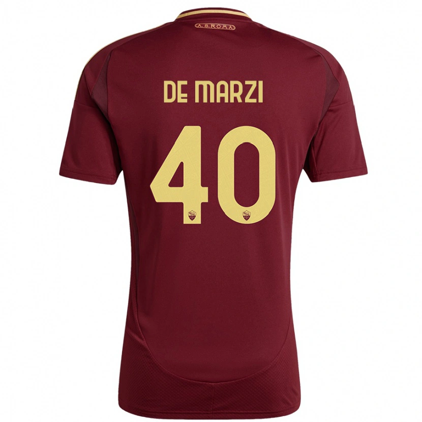 Danxen Enfant Maillot Giorgio De Marzi #40 Rouge Brun Or Tenues Domicile 2024/25 T-Shirt