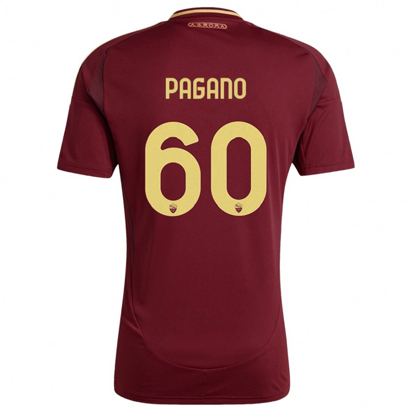 Danxen Enfant Maillot Riccardo Pagano #60 Rouge Brun Or Tenues Domicile 2024/25 T-Shirt