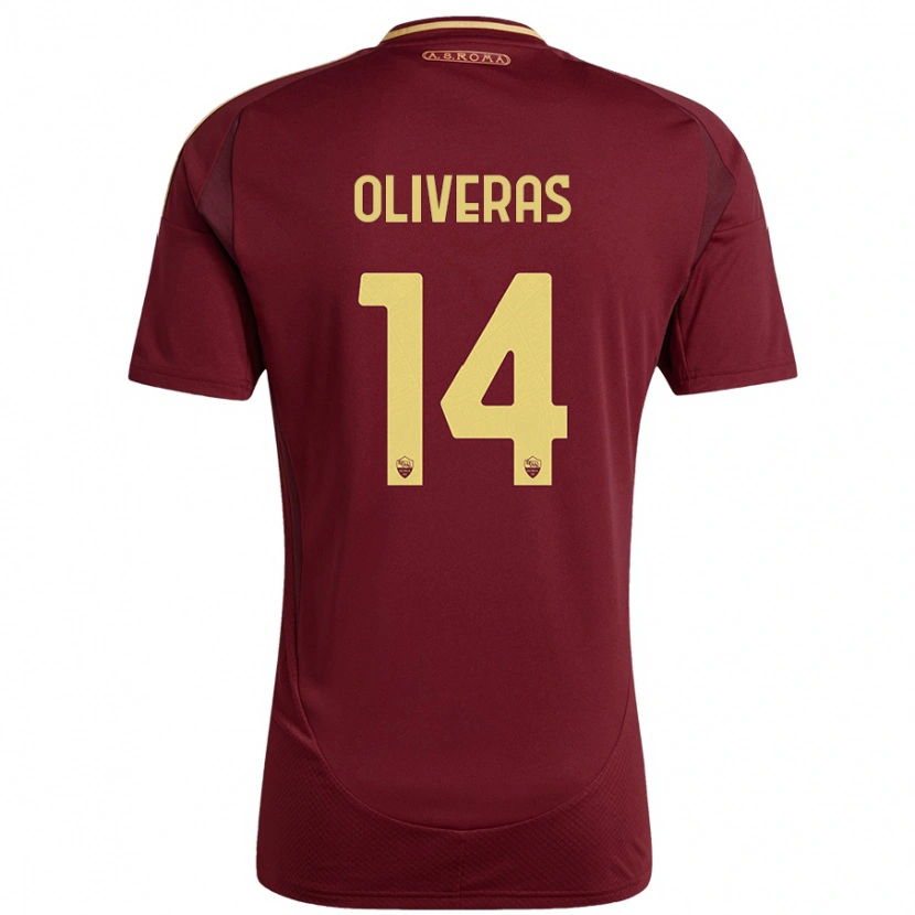 Danxen Enfant Maillot Jan Oliveras #14 Rouge Brun Or Tenues Domicile 2024/25 T-Shirt