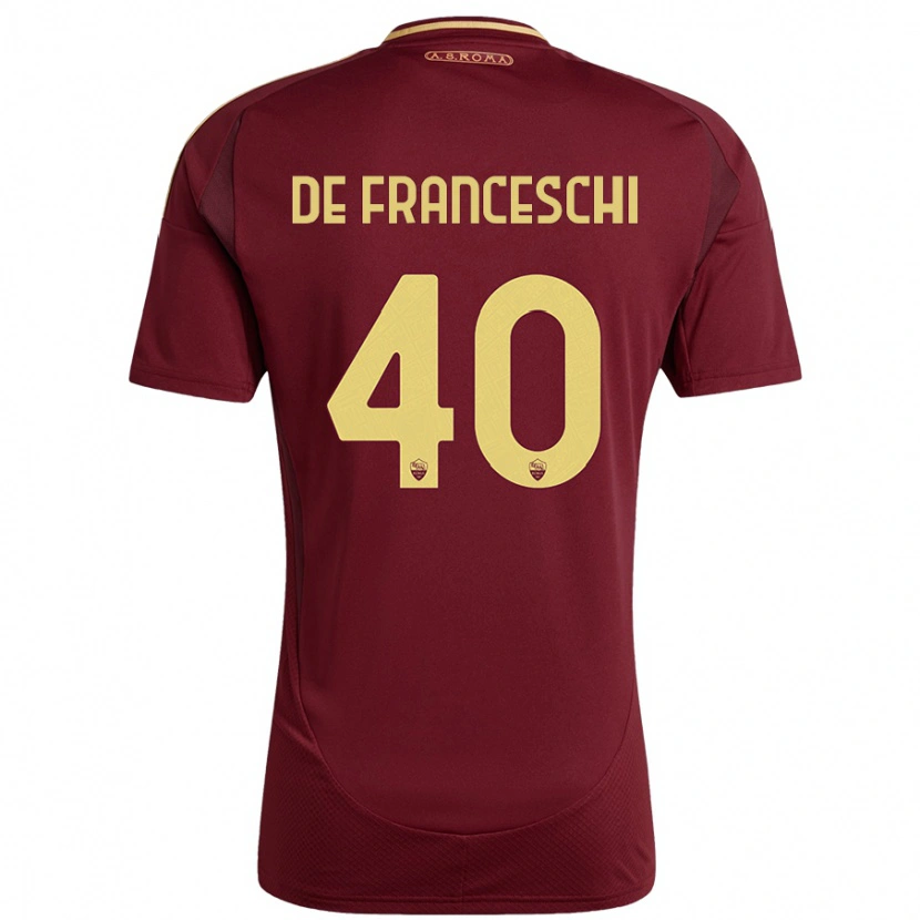 Danxen Enfant Maillot Leonardo De Franceschi #40 Rouge Brun Or Tenues Domicile 2024/25 T-Shirt