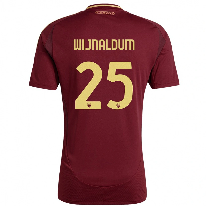 Danxen Enfant Maillot Georginio Wijnaldum #25 Rouge Brun Or Tenues Domicile 2024/25 T-Shirt