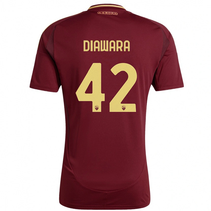 Danxen Enfant Maillot Amadou Diawara #42 Rouge Brun Or Tenues Domicile 2024/25 T-Shirt