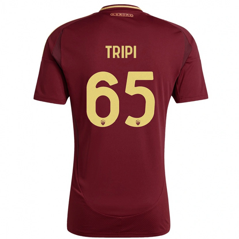 Danxen Enfant Maillot Filippo Tripi #65 Rouge Brun Or Tenues Domicile 2024/25 T-Shirt