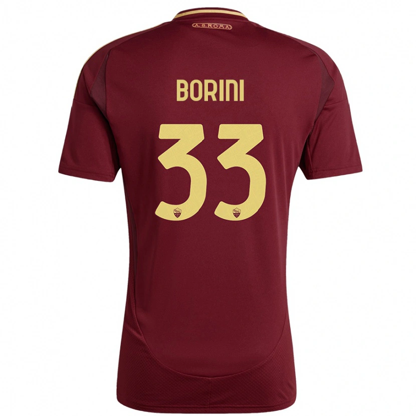 Danxen Enfant Maillot Joyce Borini #33 Rouge Brun Or Tenues Domicile 2024/25 T-Shirt