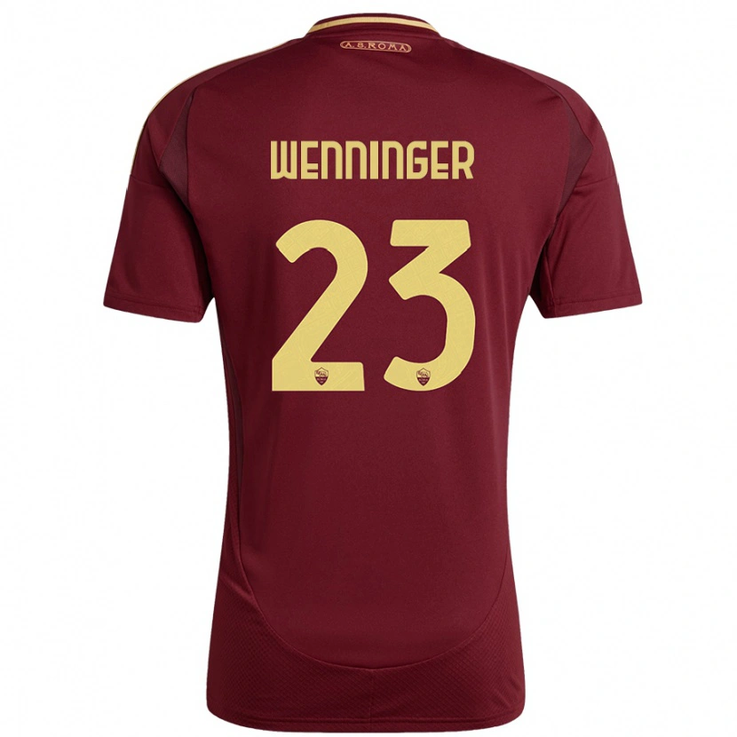 Danxen Enfant Maillot Carina Wenninger #23 Rouge Brun Or Tenues Domicile 2024/25 T-Shirt