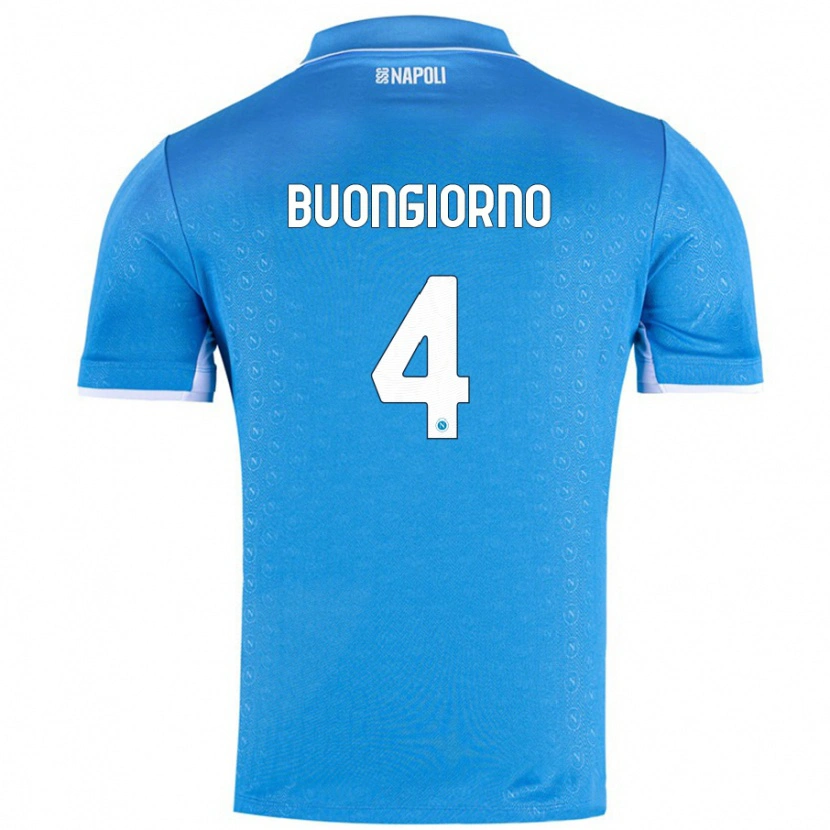 Danxen Enfant Maillot Alessandro Buongiorno #4 Bleu Ciel Tenues Domicile 2024/25 T-Shirt