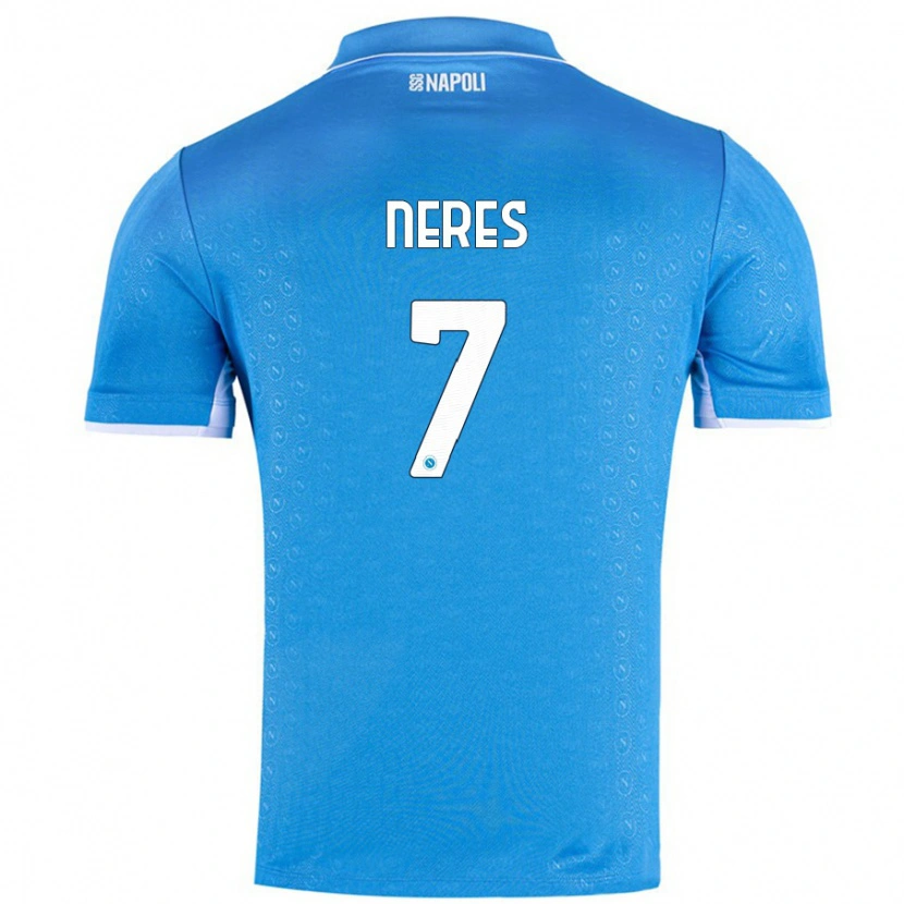 Danxen Enfant Maillot David Neres #7 Bleu Ciel Tenues Domicile 2024/25 T-Shirt