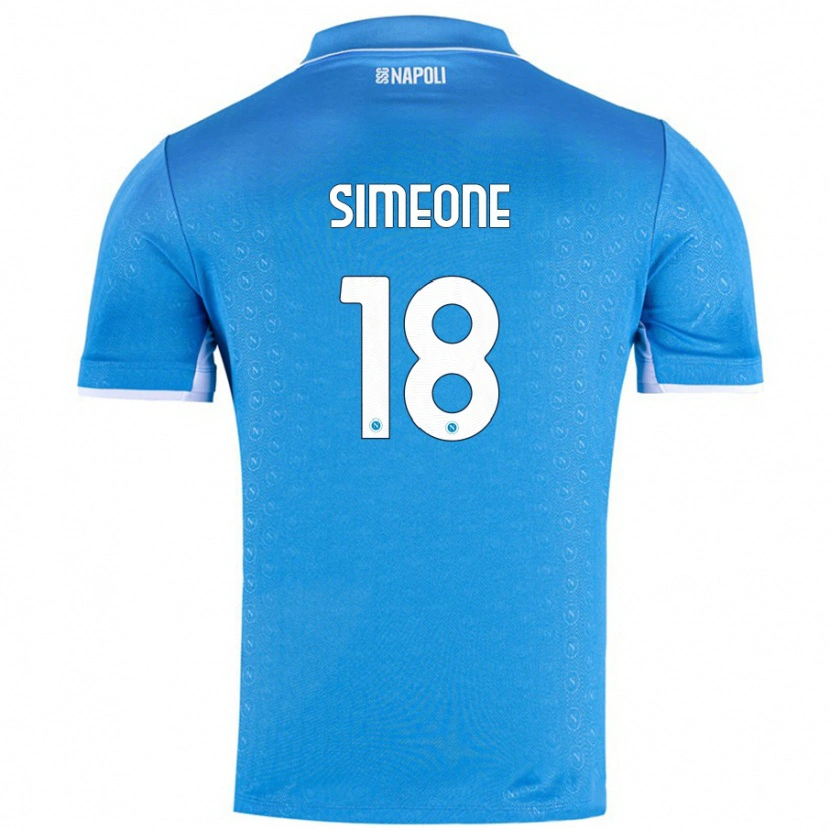 Danxen Enfant Maillot Giovanni Simeone #18 Bleu Ciel Tenues Domicile 2024/25 T-Shirt