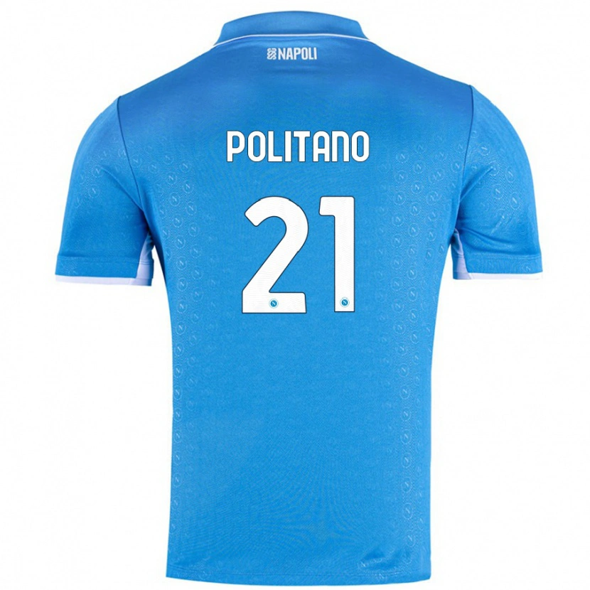 Danxen Enfant Maillot Matteo Politano #21 Bleu Ciel Tenues Domicile 2024/25 T-Shirt